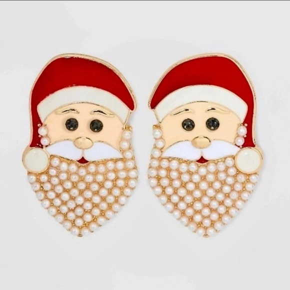 SUGARFIX by BAUBLEBAR Christmas ‘North Soul’ Santa Claus Faux Pearl Earrings NWT - Picture 4 of 4